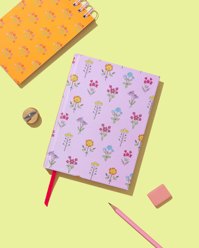 Pink Wildflowers Hardcover Notebook: Taylor Elliott Designs