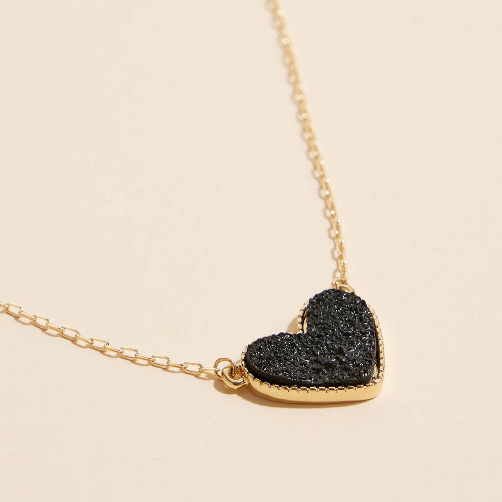 Heart in a Daze Pink Druzy Necklace