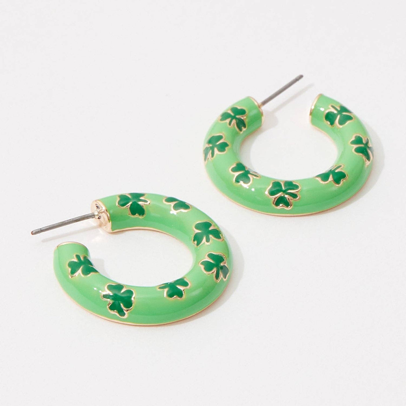 Lucky Girl Clover  Hoop Earrings