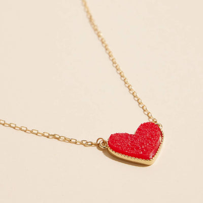 Heart in a Daze Pink Druzy Necklace