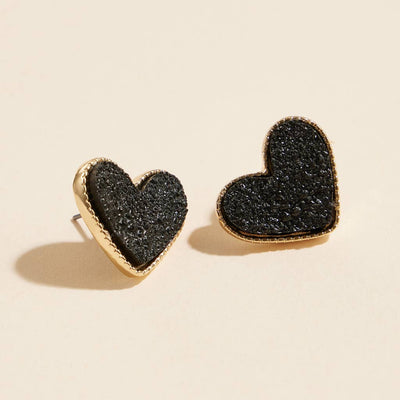 Heart in a Daze Pink  Druzy Stone Stud Earrings