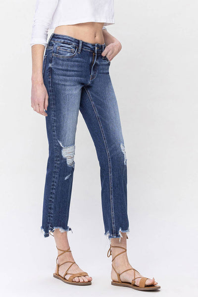 Comfy Cozy Mid Rise Crop Flare Jeans