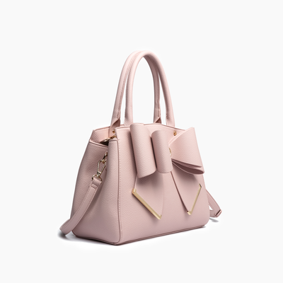 Poppy Pink Bowtie Top Handle Satchel Bag