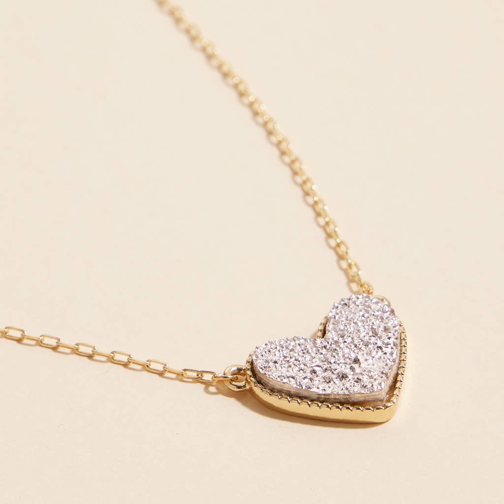 Heart in a Daze Pink Druzy Necklace