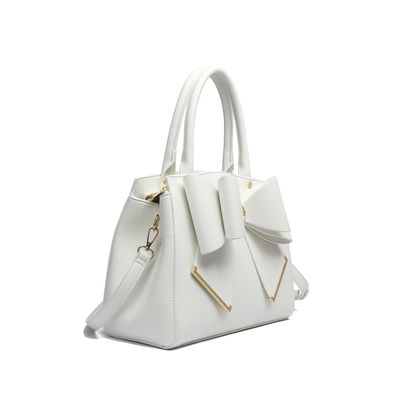 Poppy White Bowtie Top Handle Satchel Bag