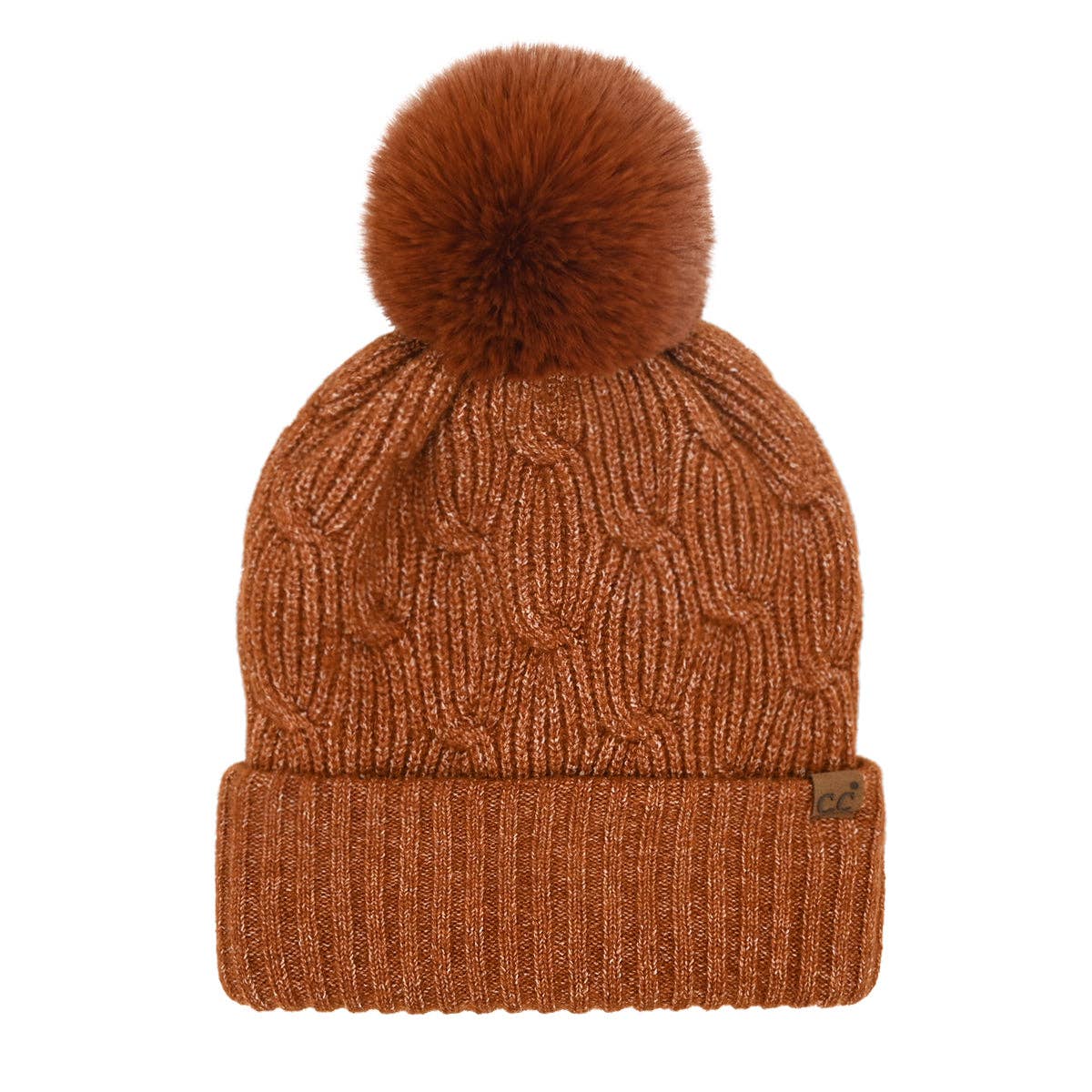 Chain Link Brick Knitted C.C Pom Beanie Hat