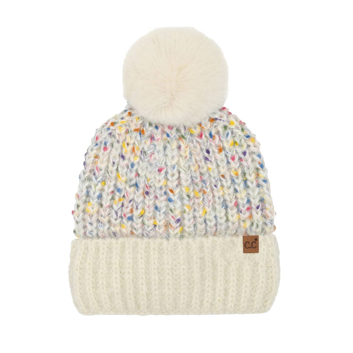 Confetti Oatmeal Pom C.C Beanie Hat