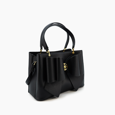 Jesse Fall Bow Vegan Crossbody Bag: Black