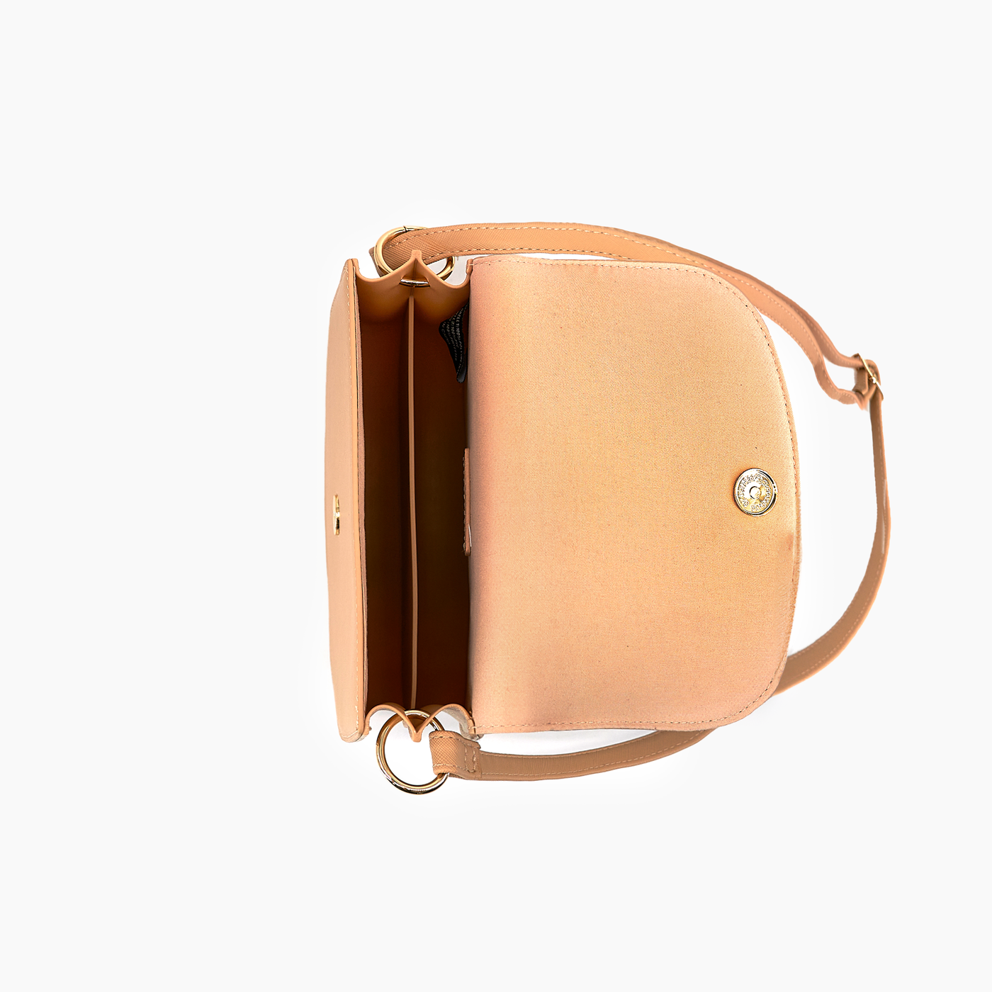 Gemma Beige Crescent Turn Lock Crossbody Bag