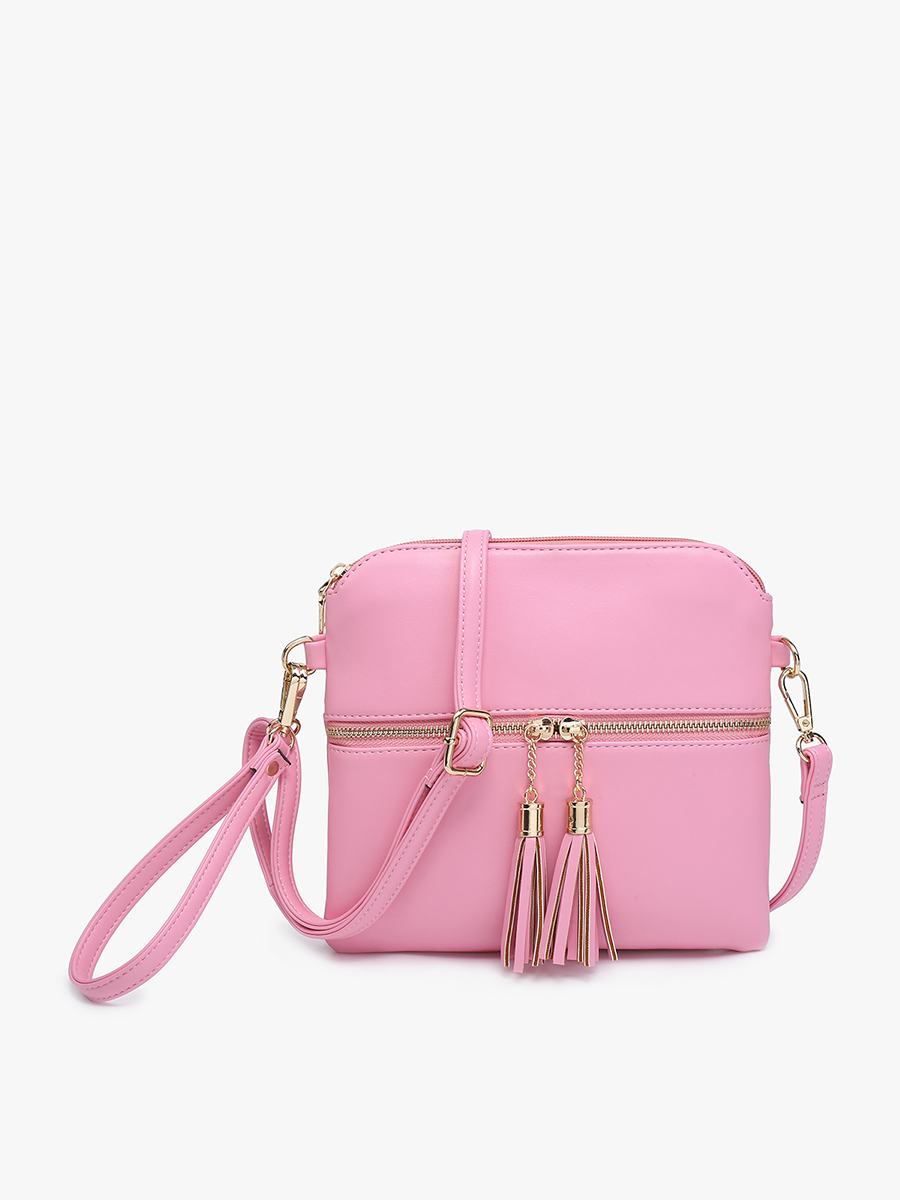 Tara Double Zip Crossbody/Wristlet: Bubblegum