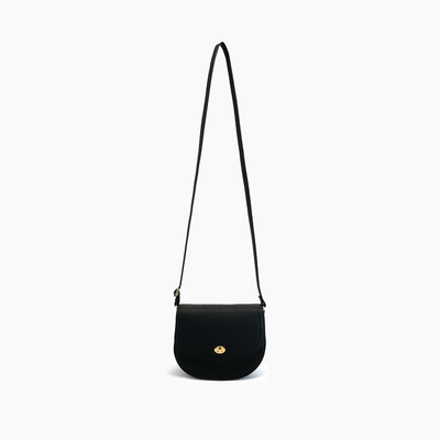 Gemma Black Crescent Turn Lock Crossbody Bag