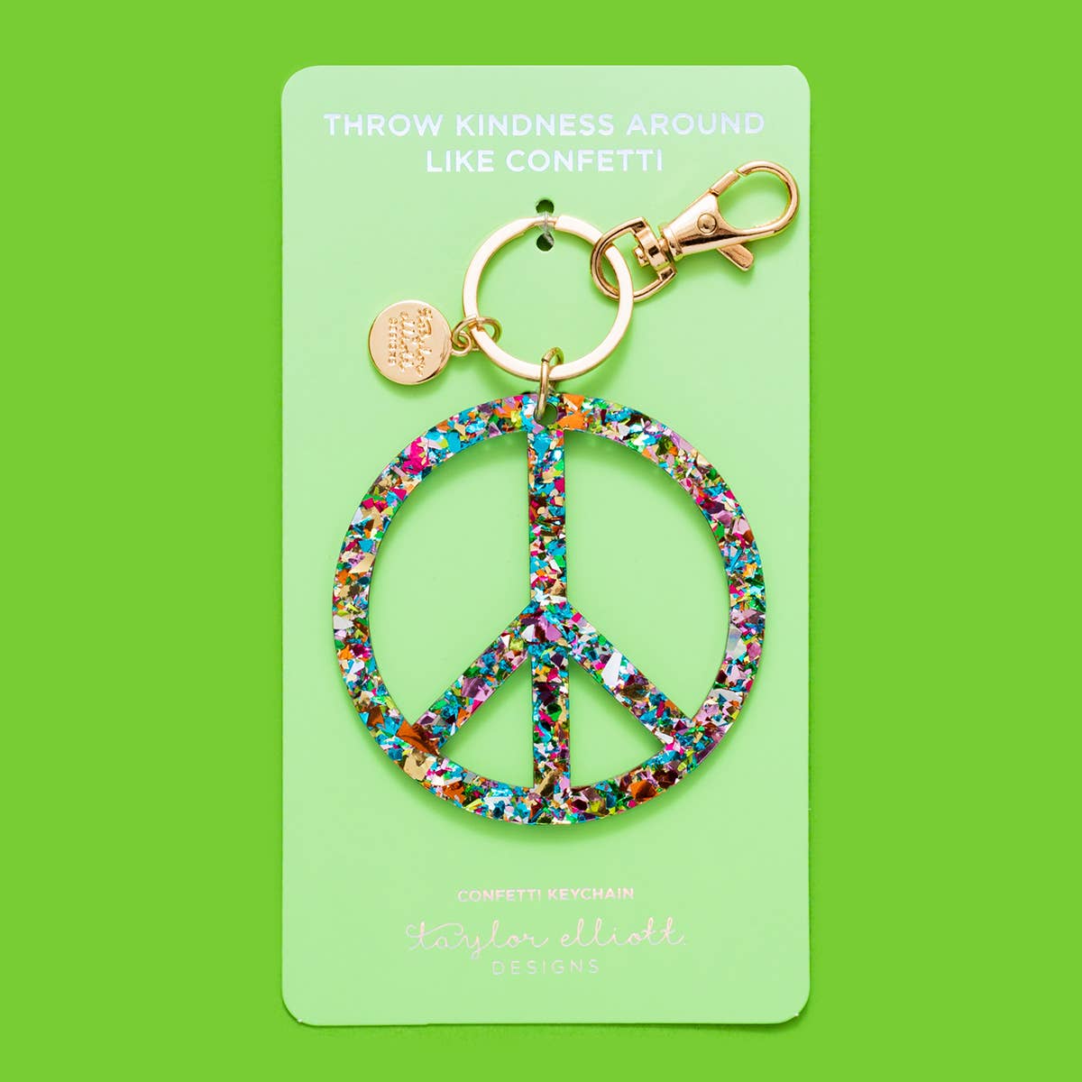 Colorful Confetti Peace Sign Keychain: Taylor Elliott Designs
