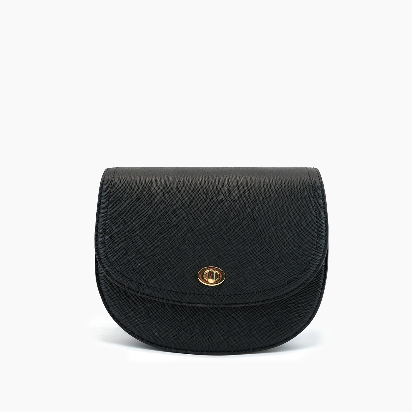 Gemma Black Crescent Turn Lock Crossbody Bag