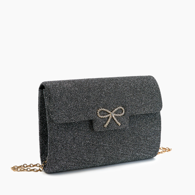 Frost Glitter Gem Bow Evening Crossbody Bag