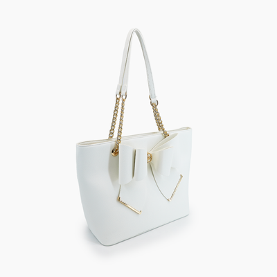 Aubrey Bow Large Tote Bag : White