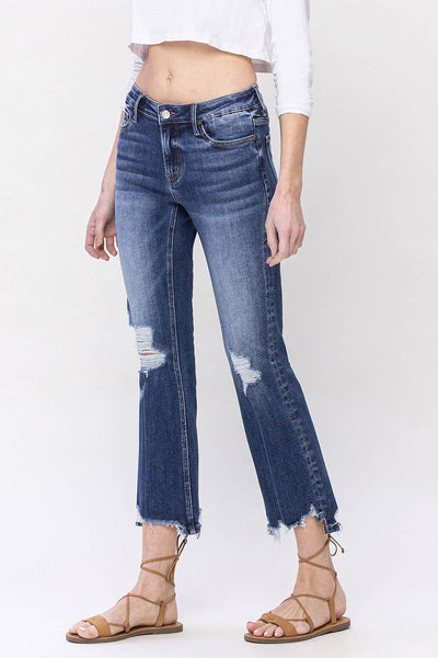 Comfy Cozy Mid Rise Crop Flare Jeans