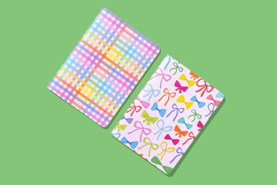 Colorful Bows & Colorful Gingham Notebook: Taylor Elliott Designs