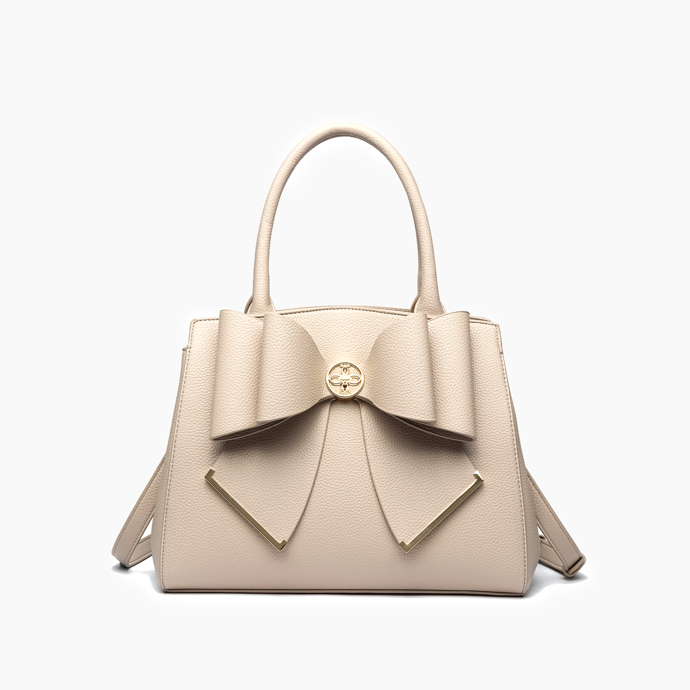 Poppy Beige Bowtie Top Handle Satchel Bag