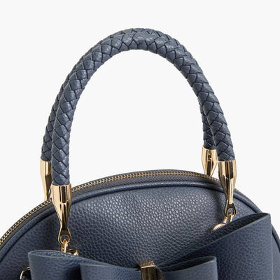 Bea Braided Top Handle Satchel: Navy