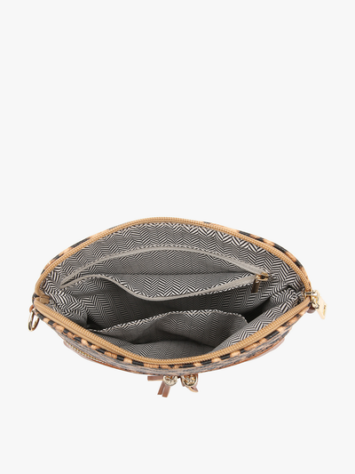 Tara Double Zip Crossbody/Wristlet: Cheetah-Nude