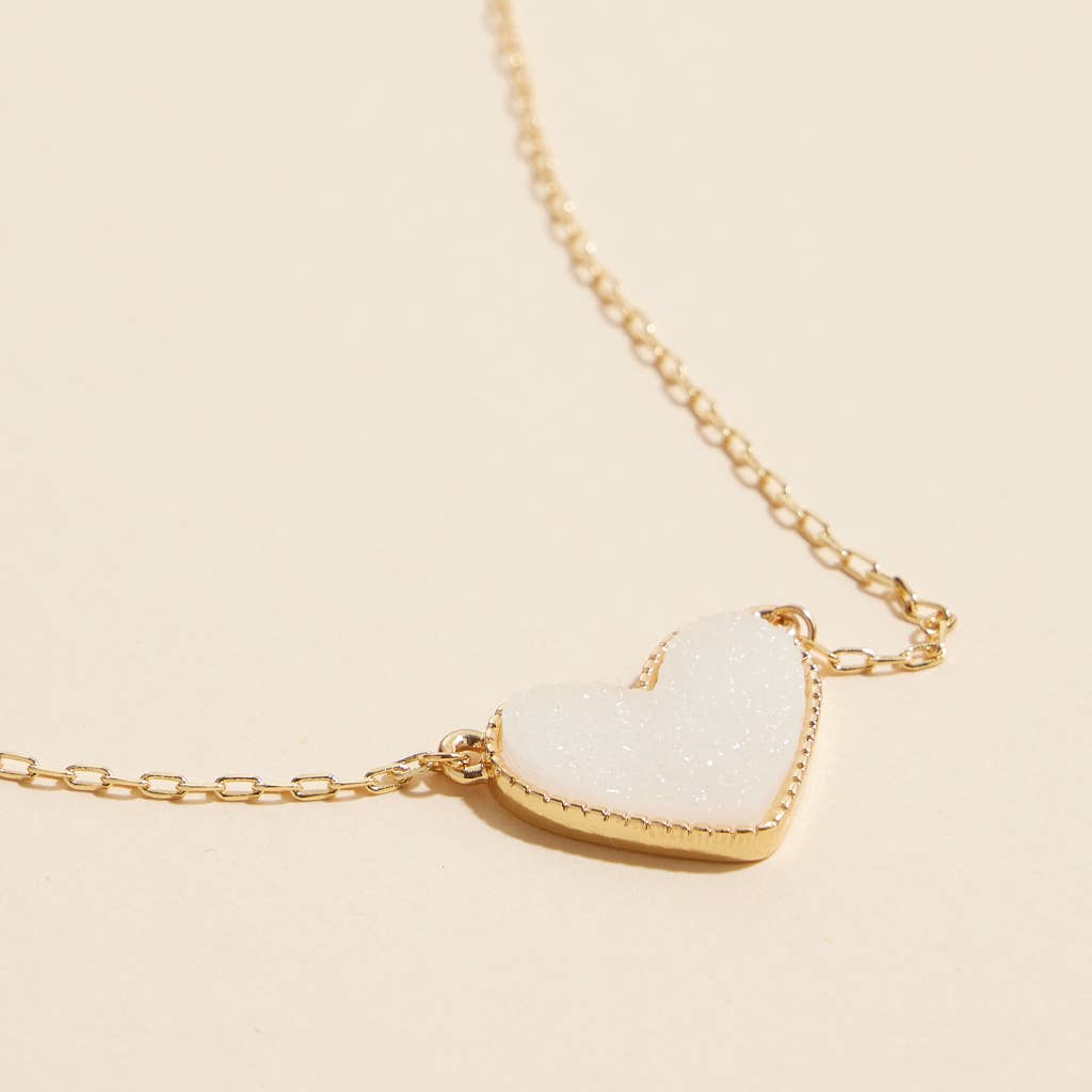 Heart in a Daze Pink Druzy Necklace