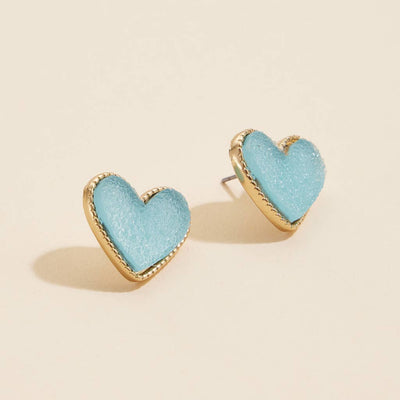 Heart in a Daze Pink  Druzy Stone Stud Earrings