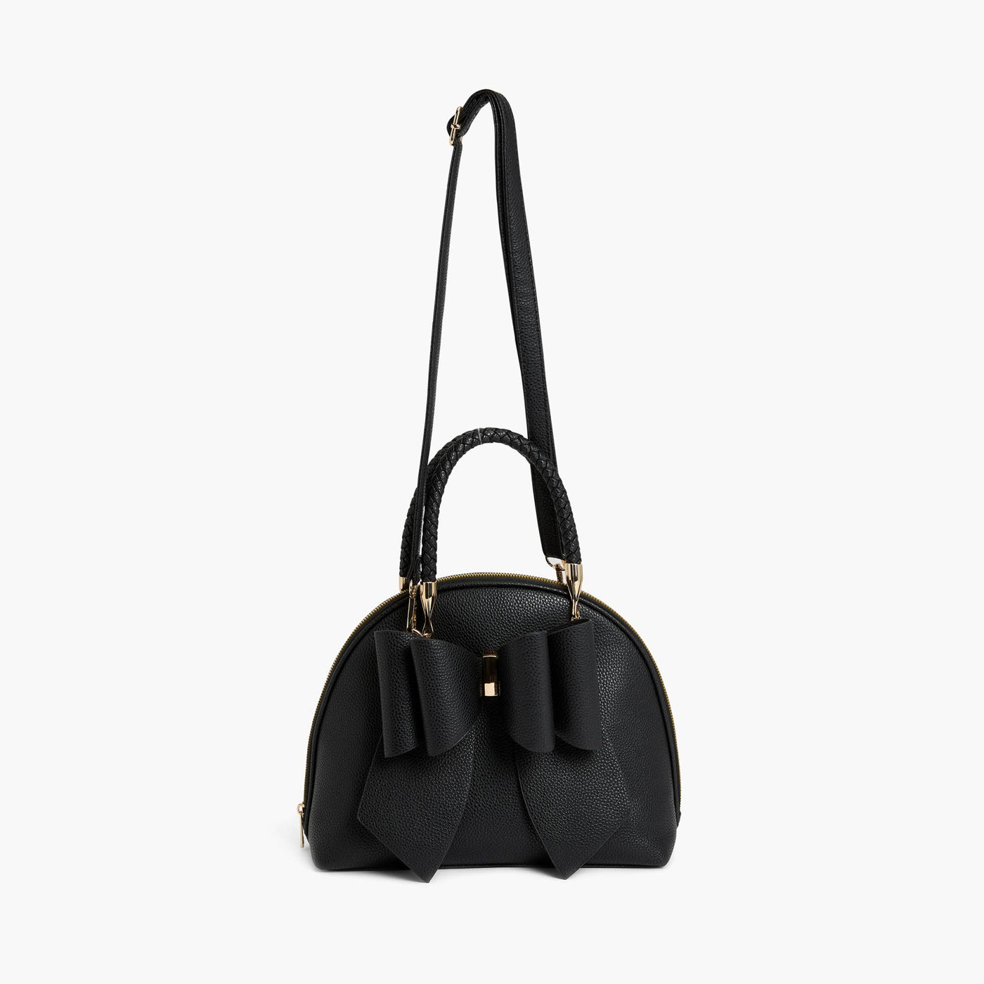 Bea Braided Top Handle Satchel: Black