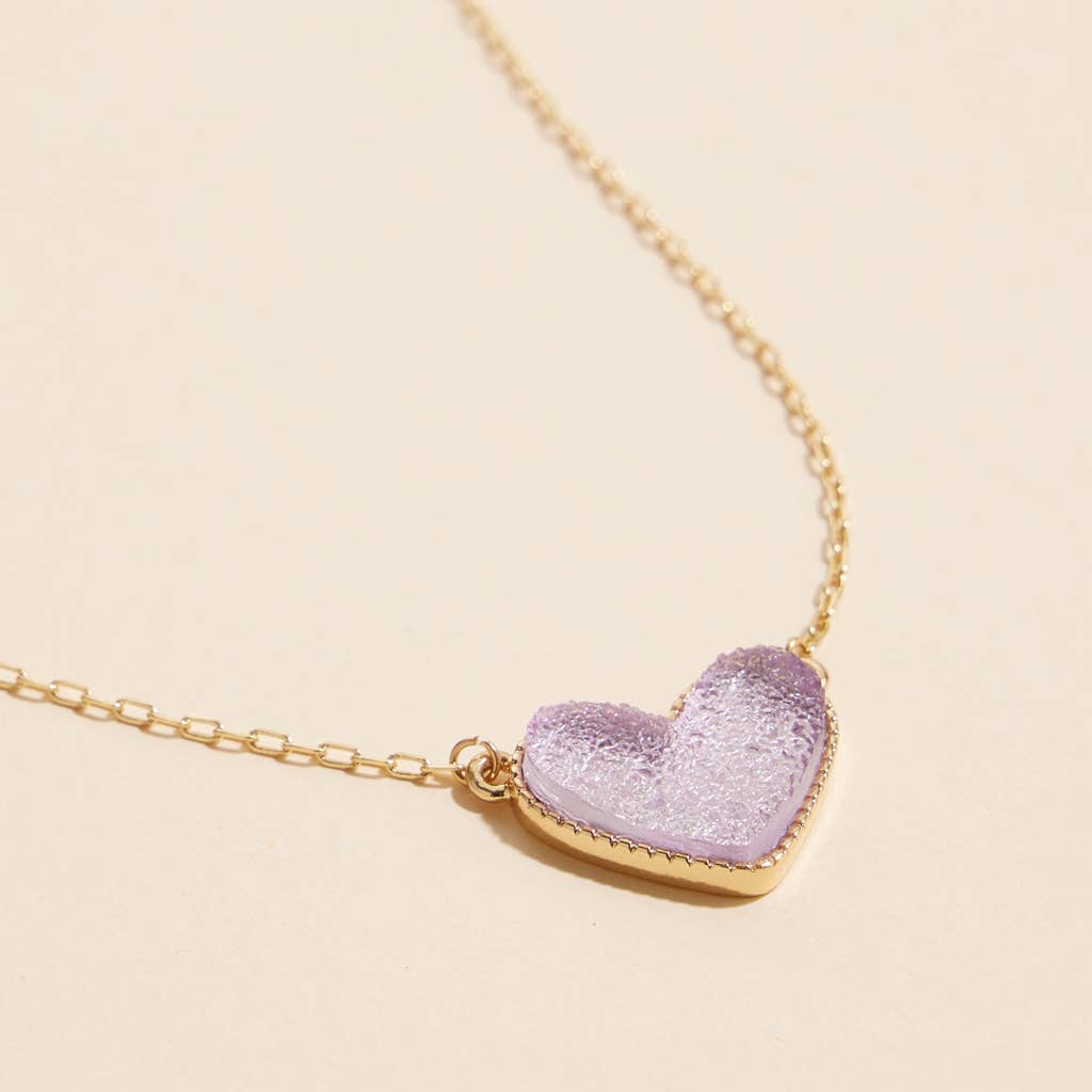 Heart in a Daze Pink Druzy Necklace