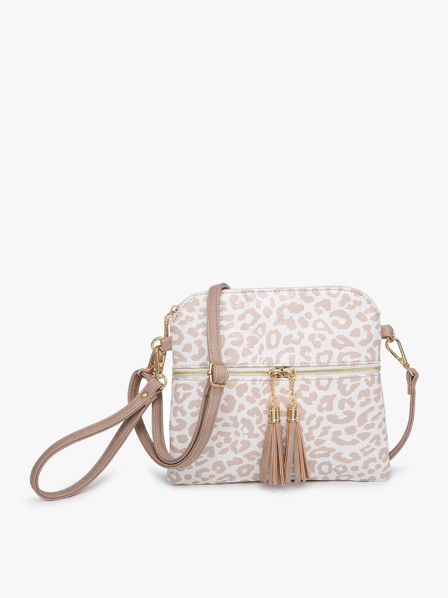 Tara Double Zip Crossbody/Wristlet: Cheetah-Nude