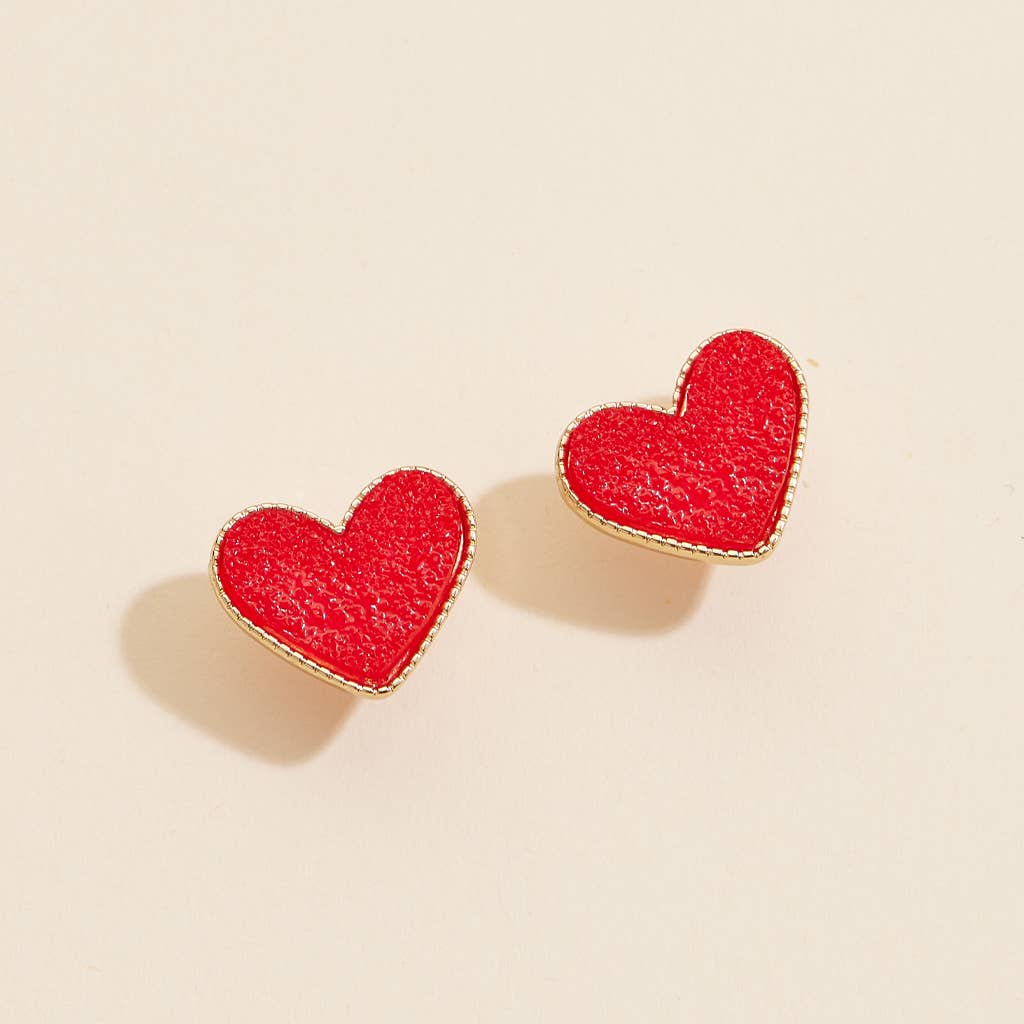 Heart in a Daze Red Druzy Stone Stud Earrings