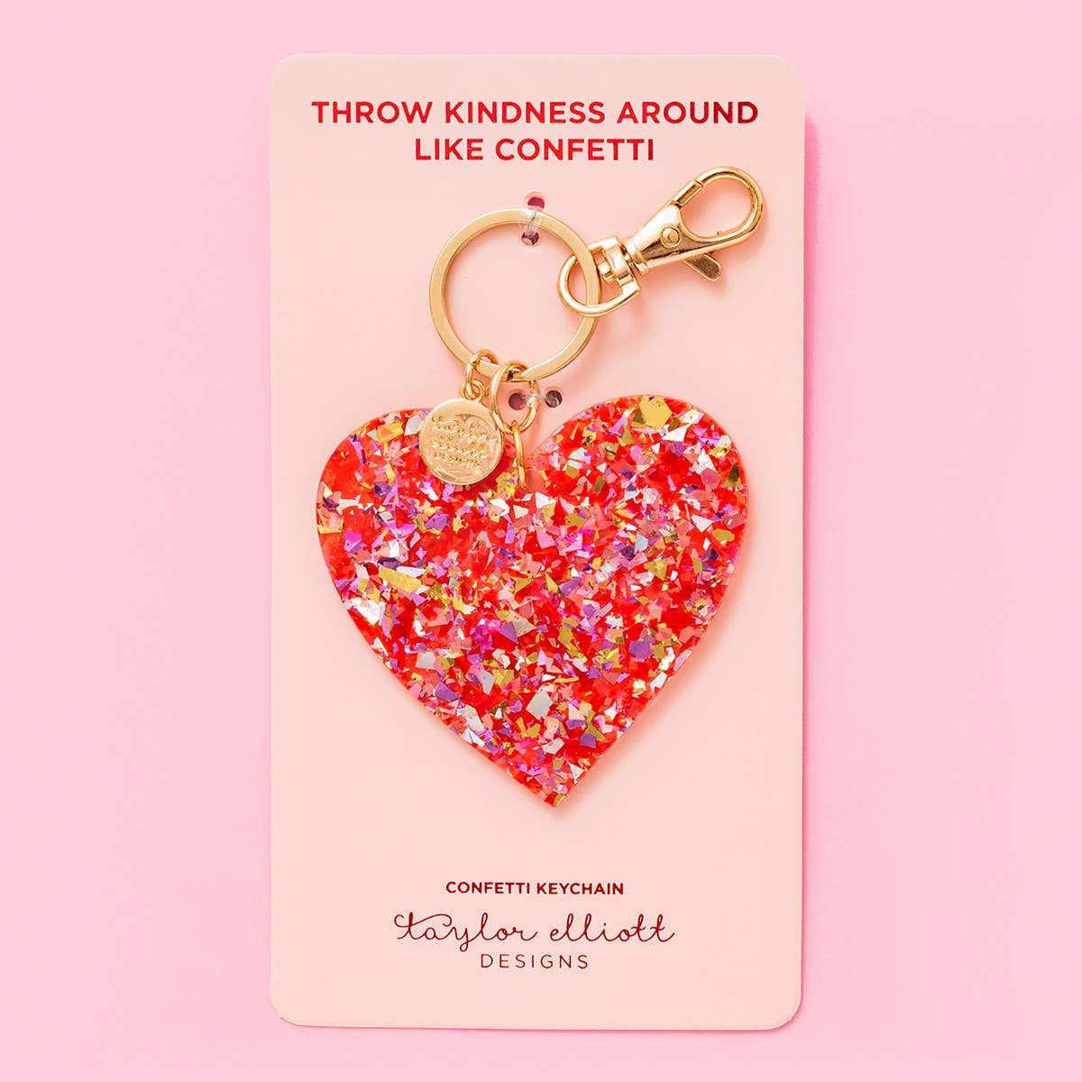 Red and Pink Confetti Heart Keychain: Taylor Elliott Designs