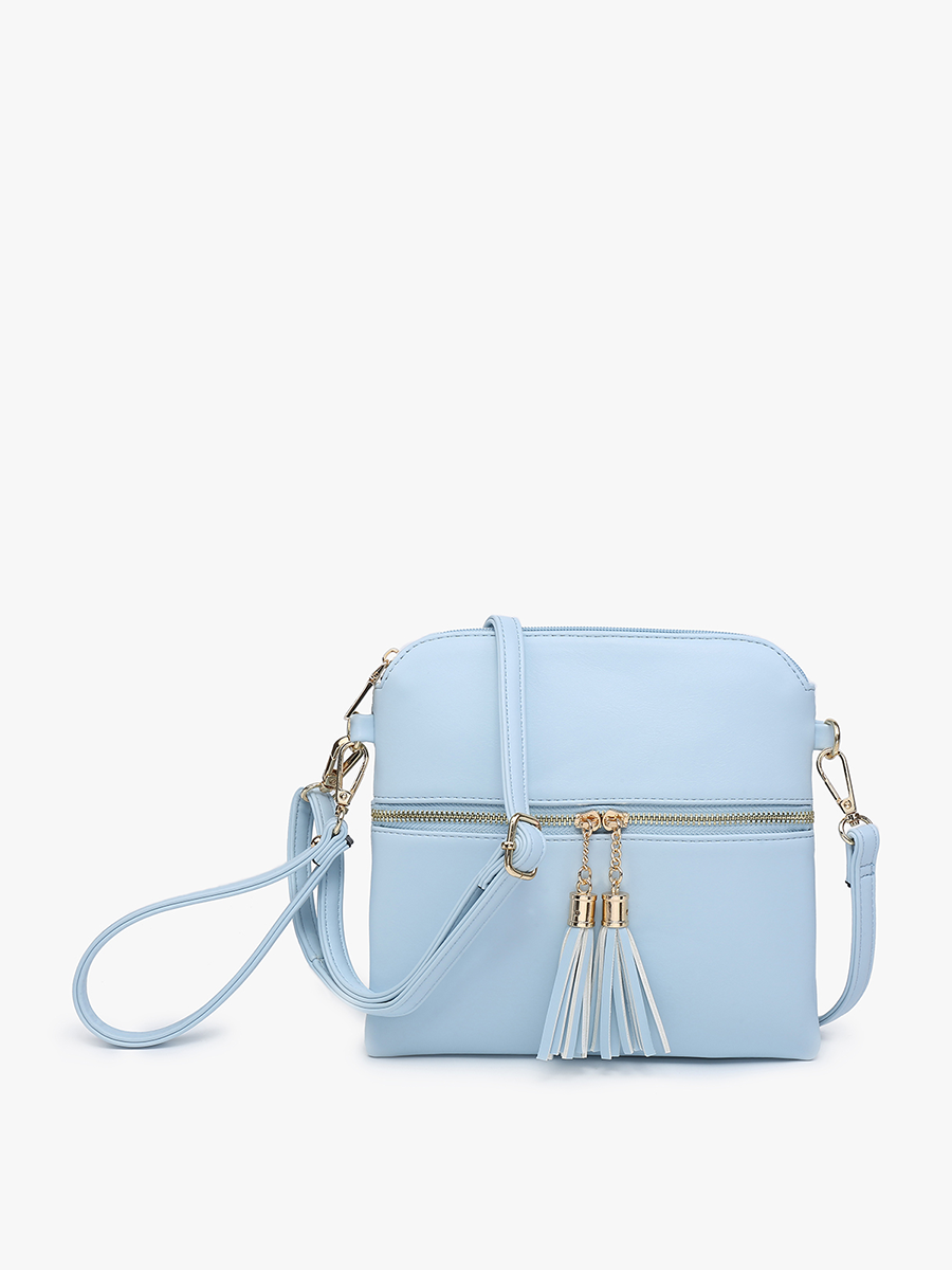 Tara Double Zip Crossbody/Wristlet: Glacial Blue