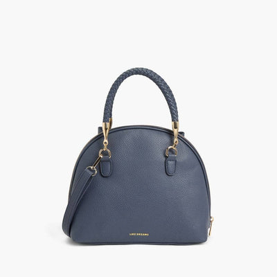 Bea Braided Top Handle Satchel: Navy