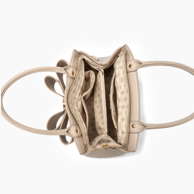 Poppy Beige Bowtie Top Handle Satchel Bag