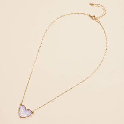 Heart in a Daze Pink Druzy Necklace