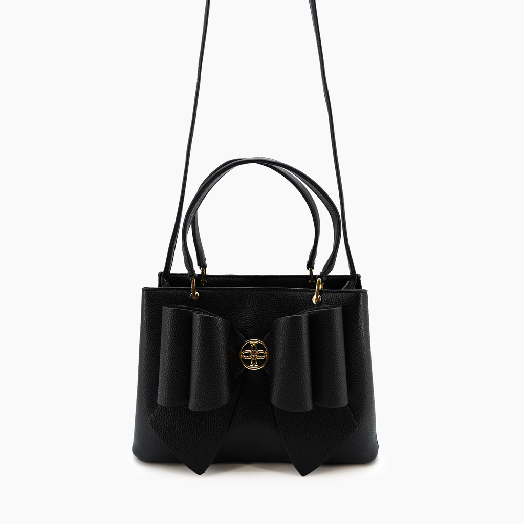 Jesse Fall Bow Vegan Crossbody Bag: Black