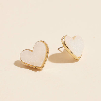 Heart in a Daze Pink  Druzy Stone Stud Earrings