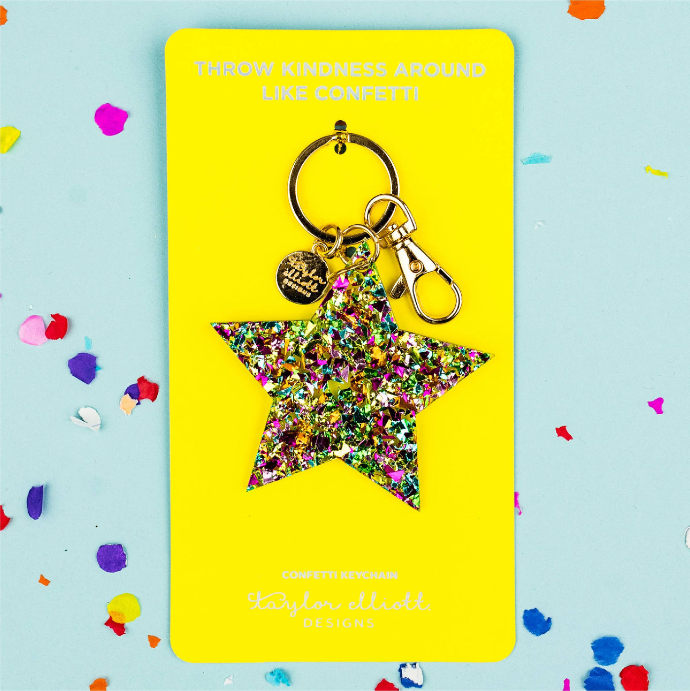 Colorful Confetti Star Keychain: Taylor Elliott Designs