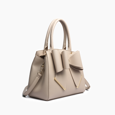 Poppy Beige Bowtie Top Handle Satchel Bag