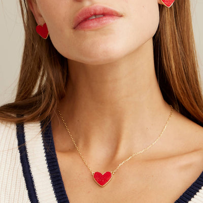 Heart in a Daze Pink Druzy Necklace