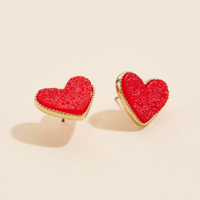 Heart in a Daze Pink  Druzy Stone Stud Earrings