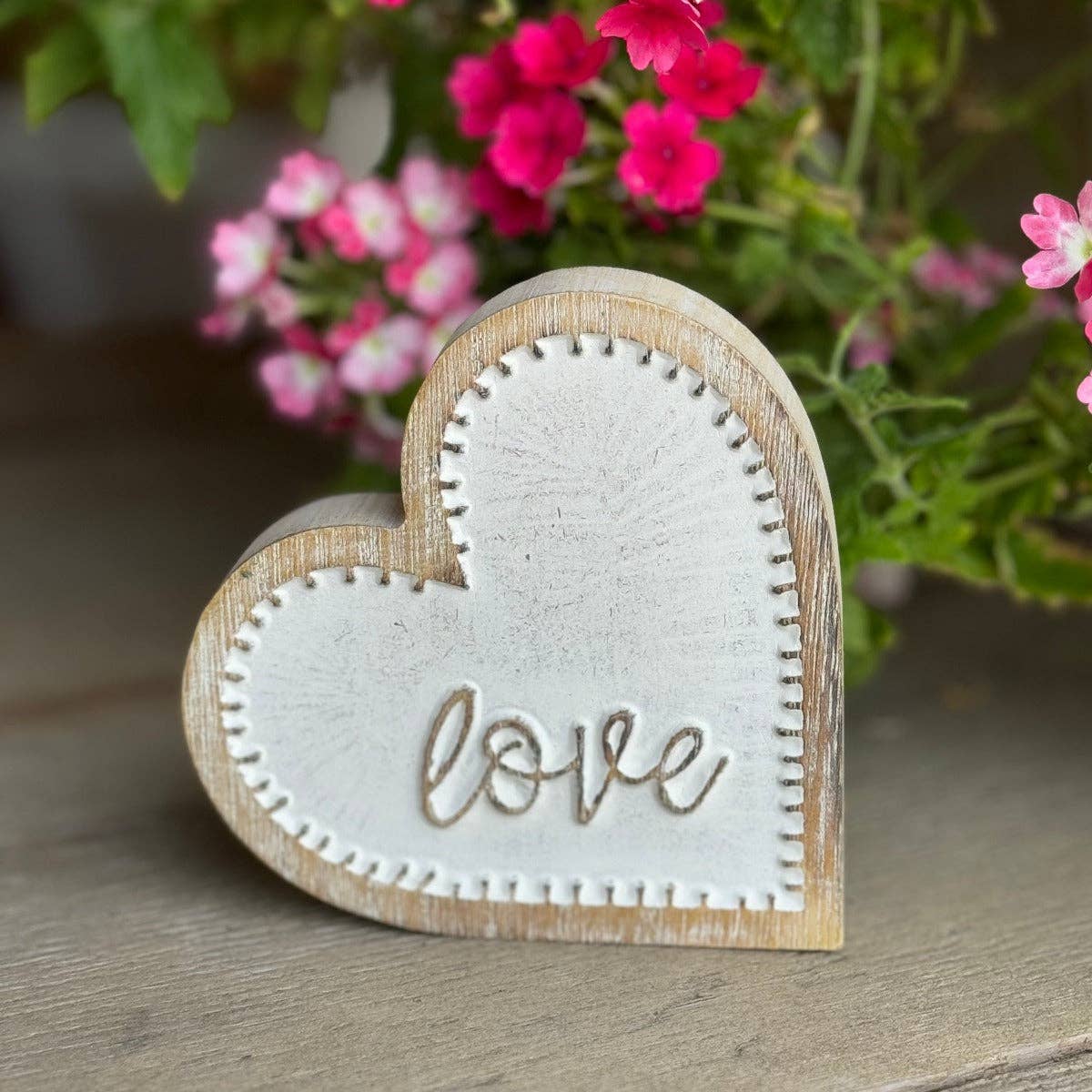 Love Stitched Carved Heart