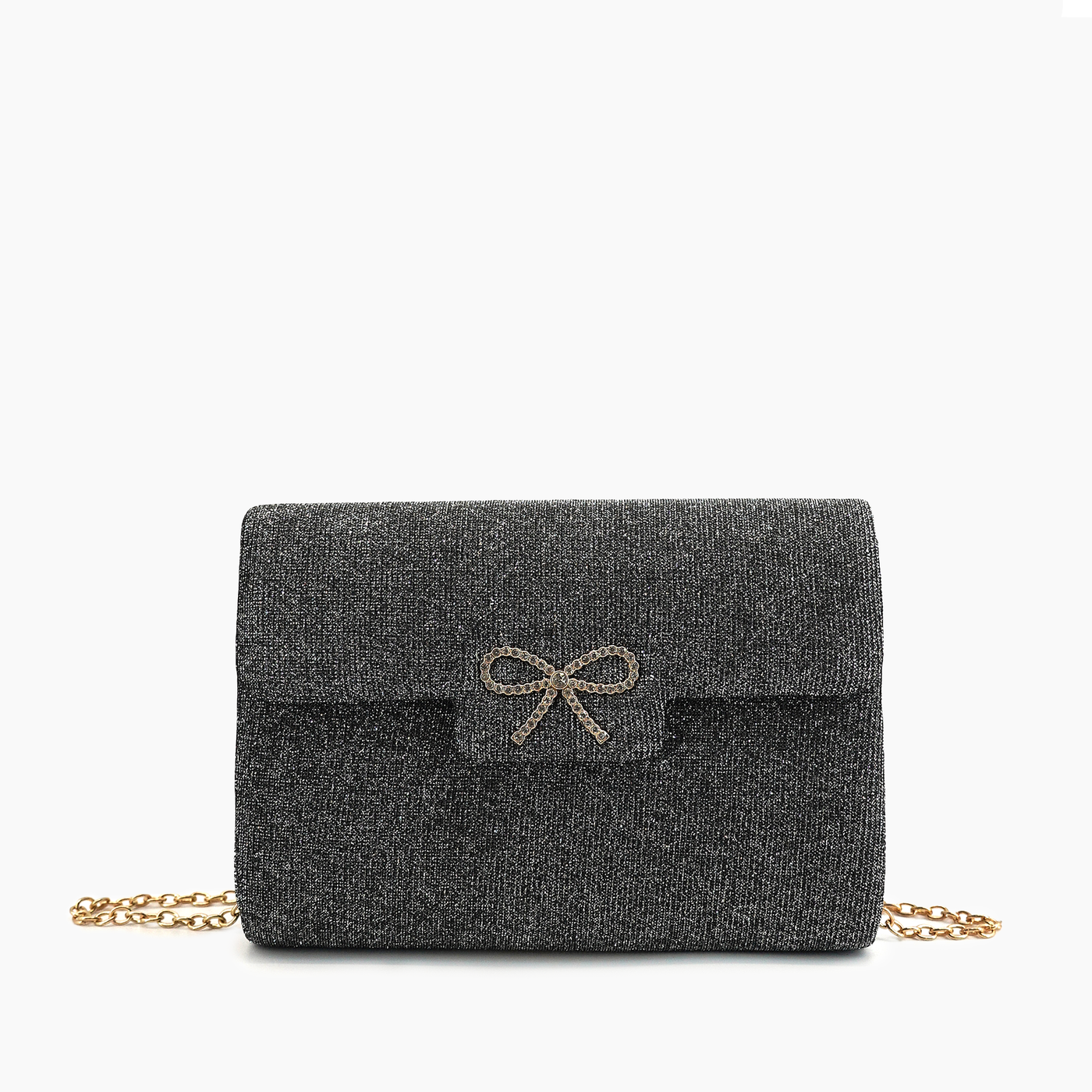 Frost Glitter Gem Bow Evening Crossbody Bag