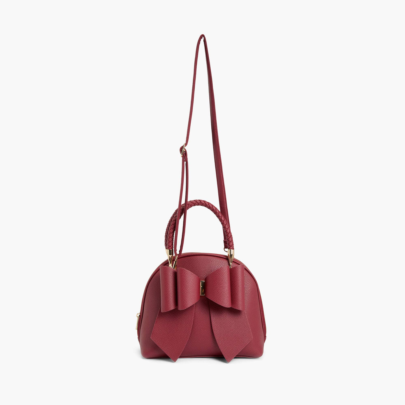 Bea Braided Top Handle Satchel: Berry