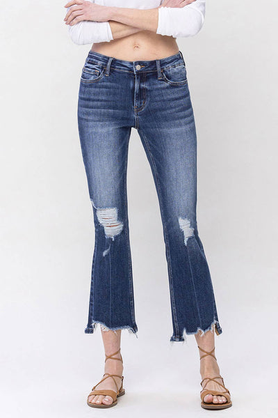 Comfy Cozy Mid Rise Crop Flare Jeans