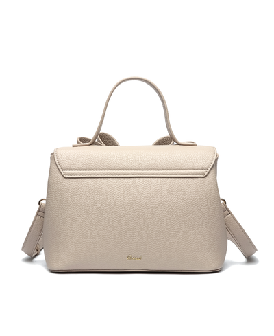 Marigold Bow Vegan Crossbody Bag: Beige