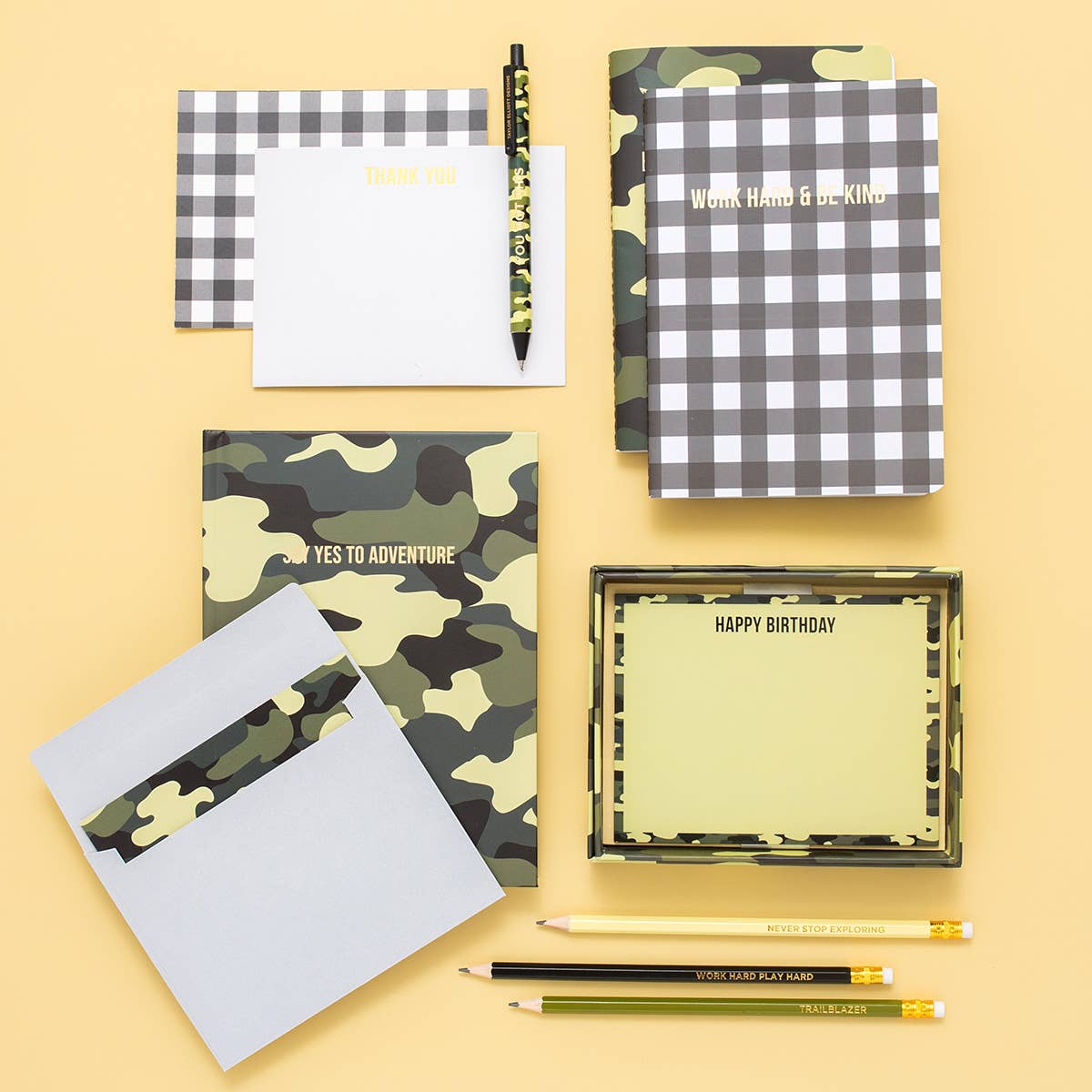 Say Yes to Adventure  Camouflage Hardcover Notebook: Taylor Elliott Designs