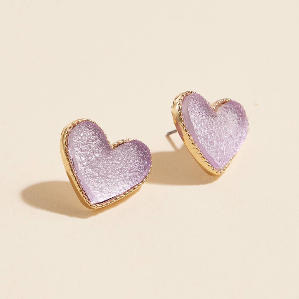 Heart in a Daze Red Druzy Stone Stud Earrings