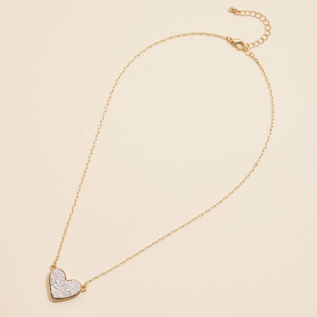 Heart in a Daze Pink Druzy Necklace