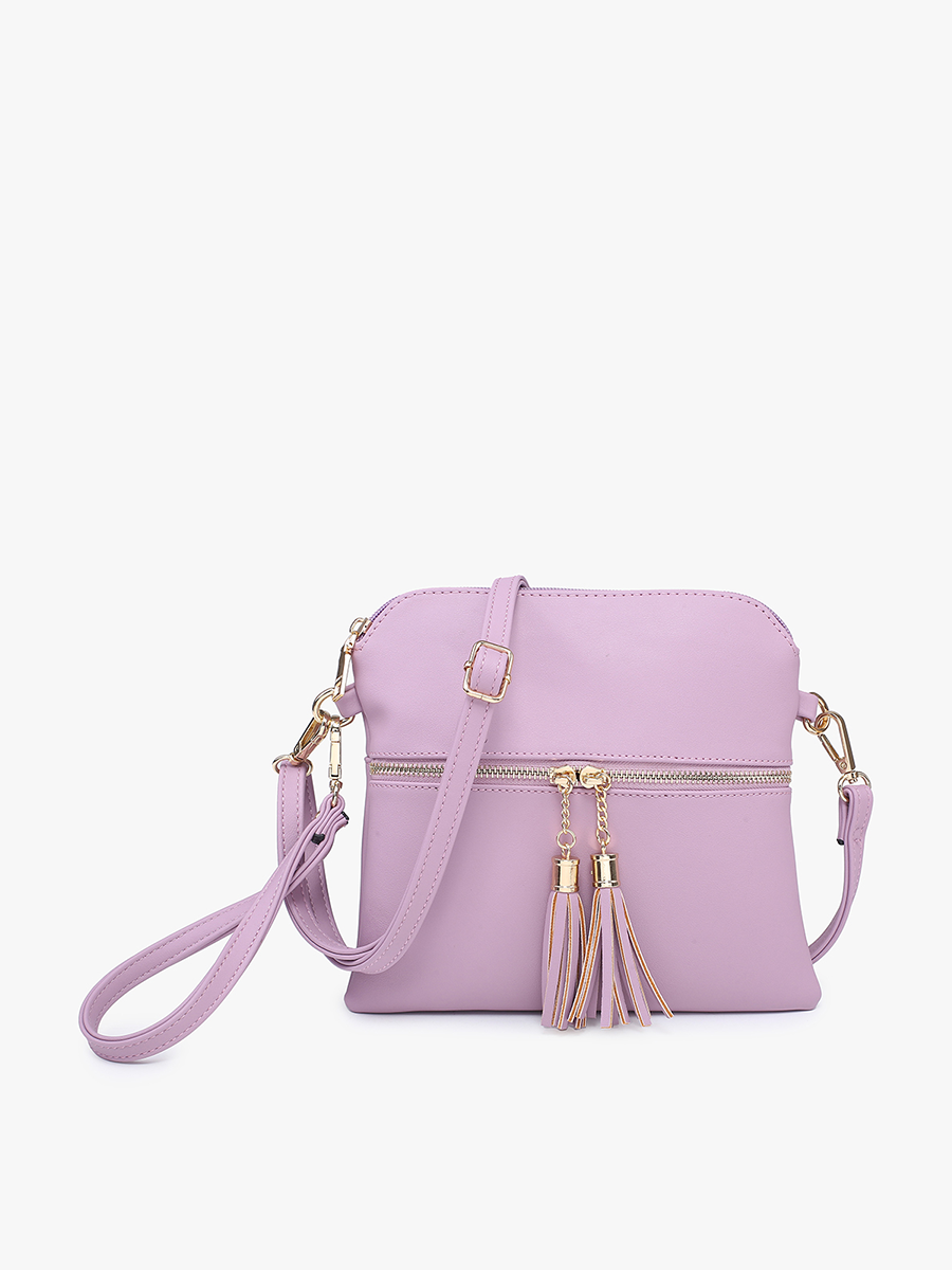 Tara Double Zip Crossbody/Wristlet: Mauve